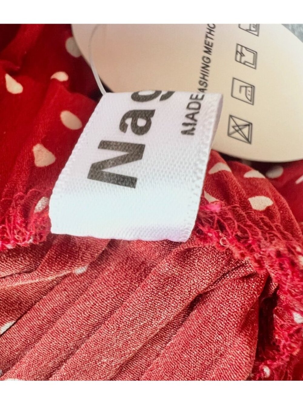 Naggoo Red & White Polka Dot Pleated Skirt Or Strapless Dress Cotton Blend XL Ne - Picture 12 of 13
